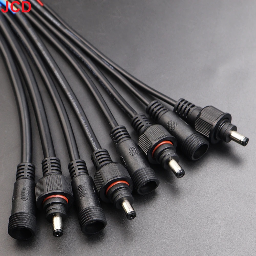 JCD 2핀 DC 전원 플러그 55*21mm 12V 커넥터 IP67 남성 여성 단자 연결 모니터링 라인 1-5M 연장 코드 방수