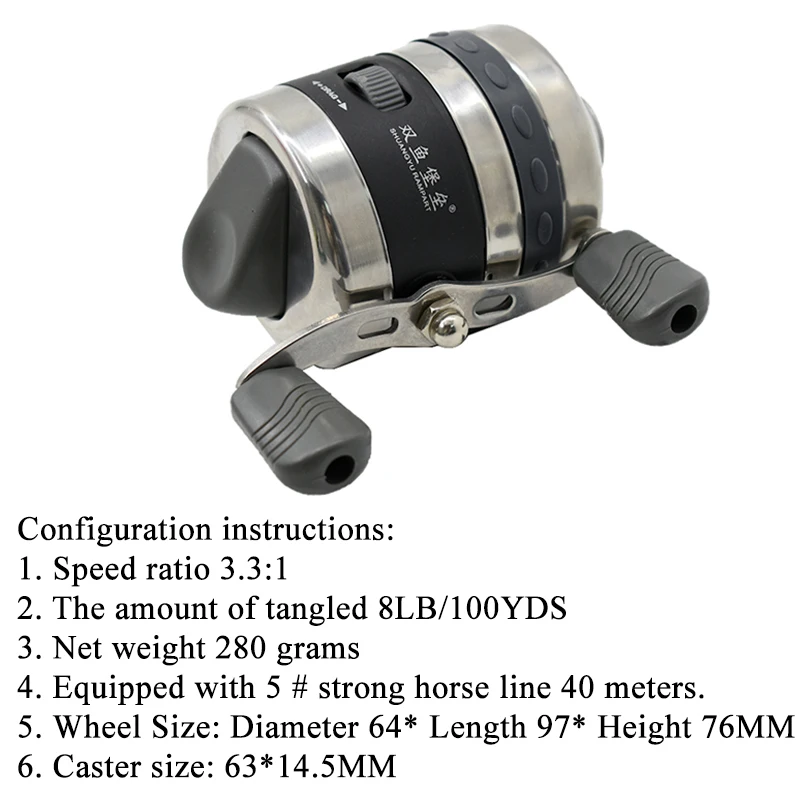 BL25 Fishing Reel for Slingshot Shooting Dart Closed Metal Coil Wheel  Outdoor with 5#PE Line 40M Fishing Wheel Dropshipping