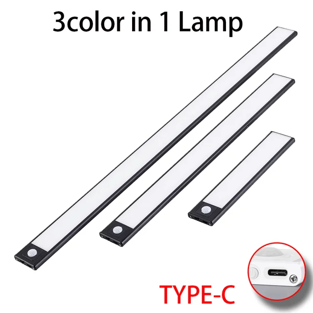 LED Night Light 20/30/40/60CM Motion Sensor Wireless USB Cabinet Night Light Wardrobe Lamp For Kitchen Cabinet Bedroom Wardrobe 1