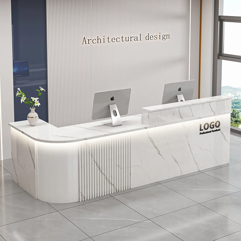 Bancone bar da ufficio professionale Banco reception dal design semplice e di lusso personalizzato Salone di bellezza Bancone Bar Lusso Mobili commerciali - immagine 4