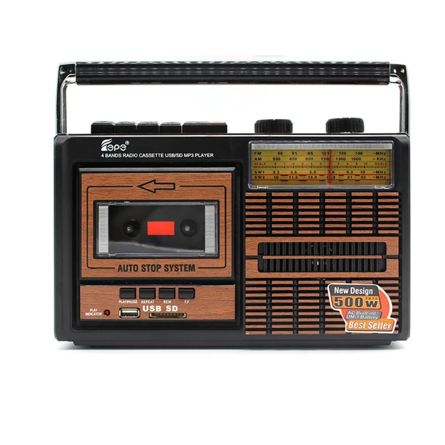 Grabadora de cinta retro Reproductor de cassette Altavoz al aire libre AM  FM SW 4 bandas Radio USB SD Reproductor MP3 Reproductor de grabaciones