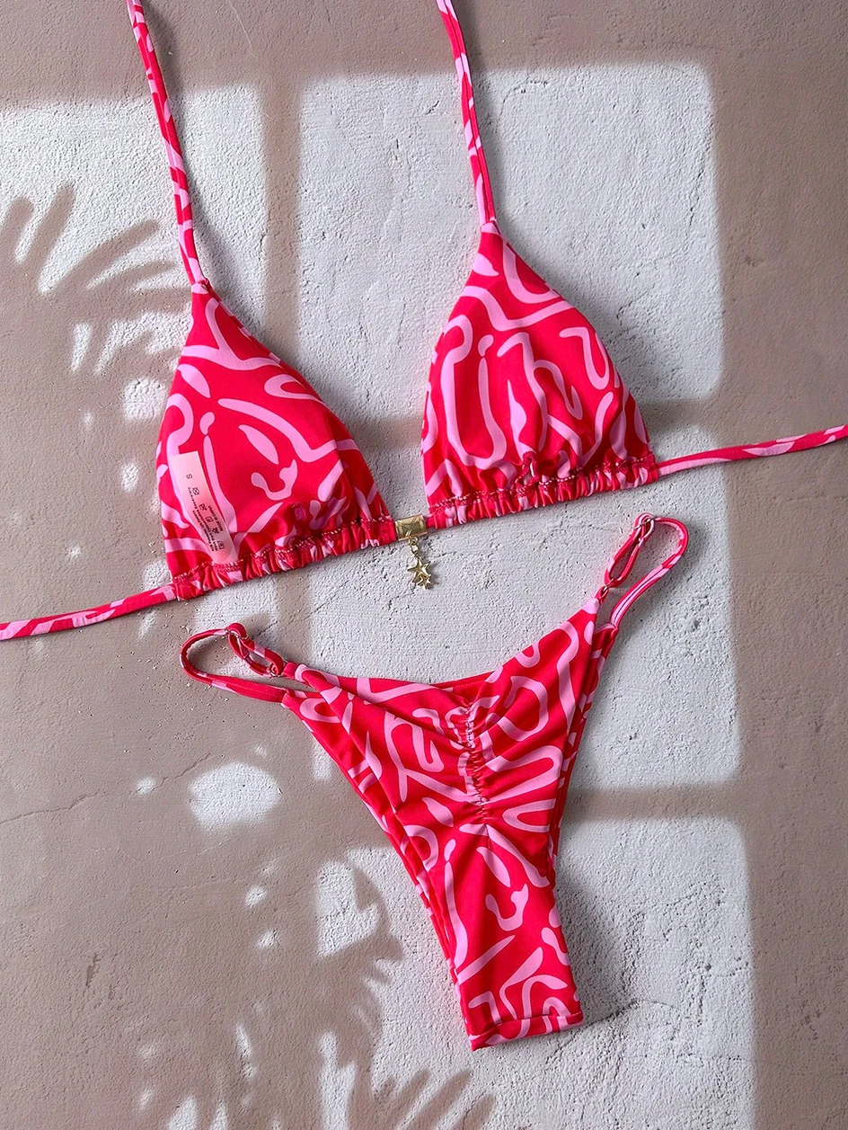 low waist thong bikini bottom in leopard print