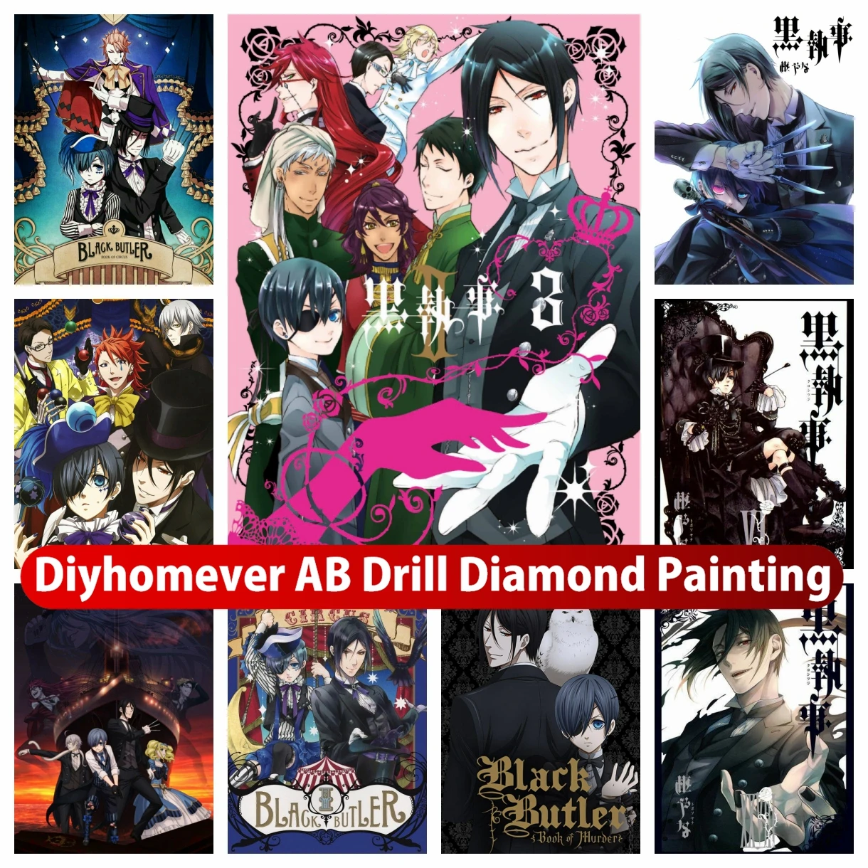 

Black Butler 5D DIY AB Diamond Painting Sebastian Japanese Anime Figure Mosaic Embroidery Rhinestone Hobbies Gift Decor Bedroom