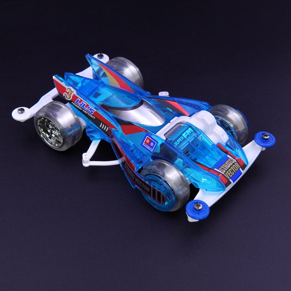 Xingda Daxing 미니 4WD 자동차 화이트 SFM 섀시, 투명 블루 쉘 스트라토 벡터 키트