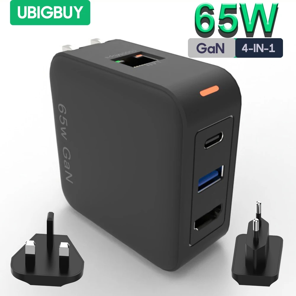 Docking Station Usb C Ubigbuy Con Porta 4K Compatibile Hdmi E Lan, Caricabatterie Gan Da 65W Laptop Usb-C Dock Per Dell Hp Lenovo Surface