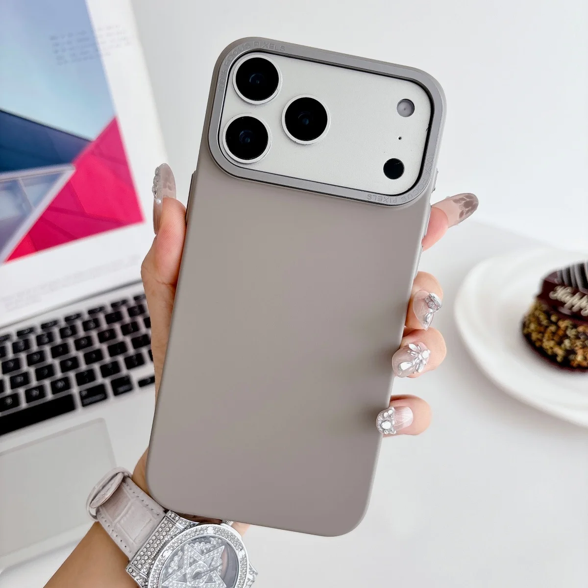 Luxury Frosted Skin Solid Color Phone Case with Metal Frame and Non-Slip Grip
