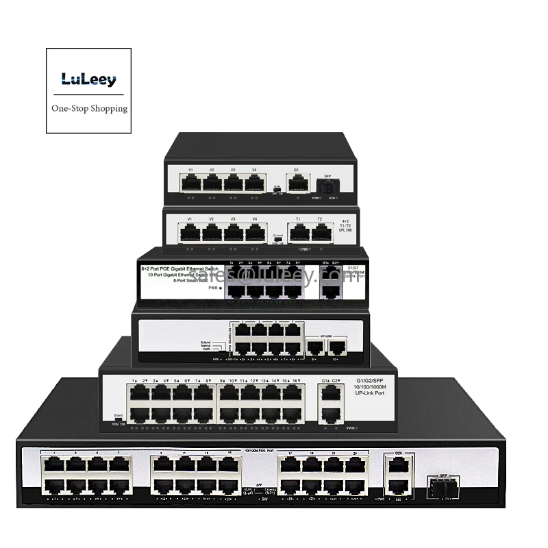 100M/1000M 4/5/8/10/16/24/48 SFP POE Ethernet switch Built-in power supply monitoring Compatible with Haikang Dahua TP camera |