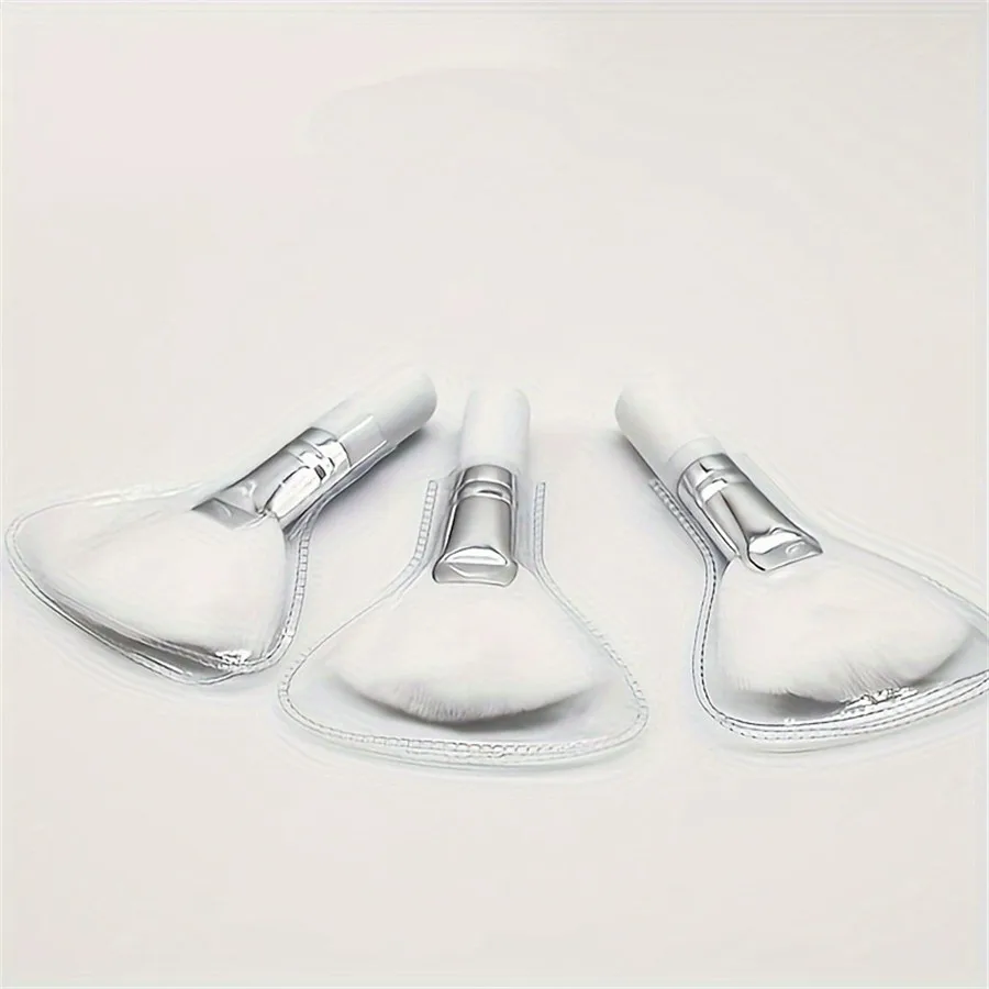 1pc Fanned Makeup Brush, Salon Quality, Soft Mini Facial Foam Brush Applicator, Portable, White