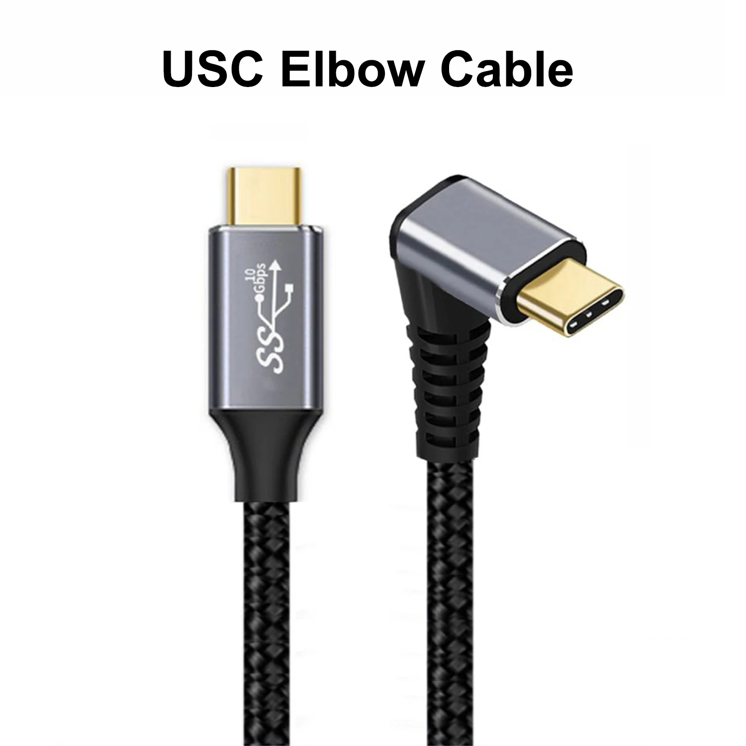 High-Speed USB 3.1 Gen 2 Type-C to Type-C Elbow Cable, PD 100W Charger, 4K Video Support, 1m/2m/3m Length Options