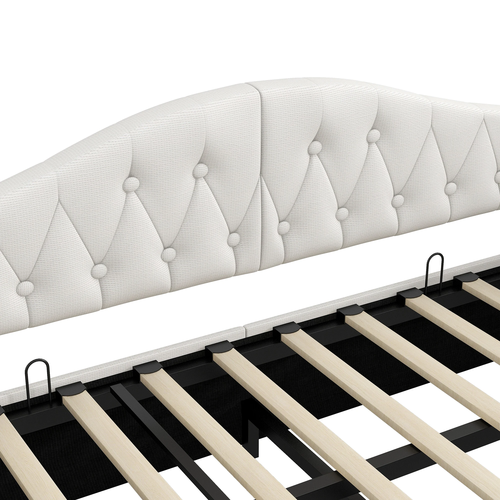 Gepolstertes Tagesbett 90x200 mit LED-Band und Stauraum darunter, beige Kombiartikel MDF, Sperrholz, gepolstert – Detail 14