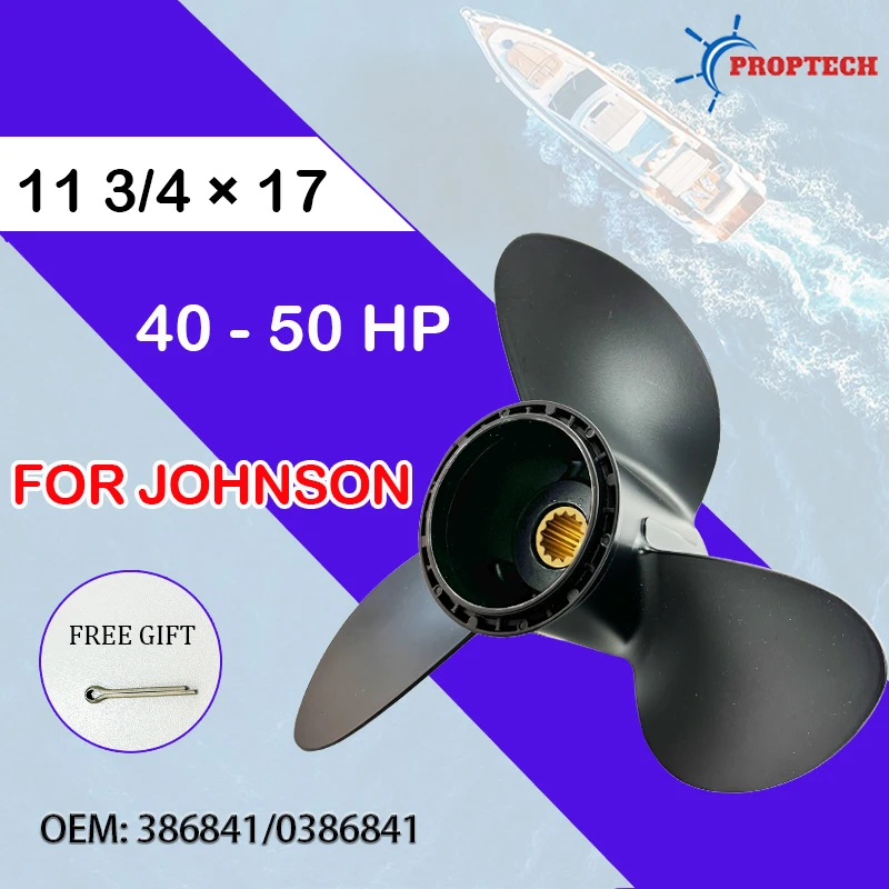 Outboard Propeller 3 Blades 13 Spline Tooth 11 3/4 x 17 For Evinrude Johnson 40-50HP