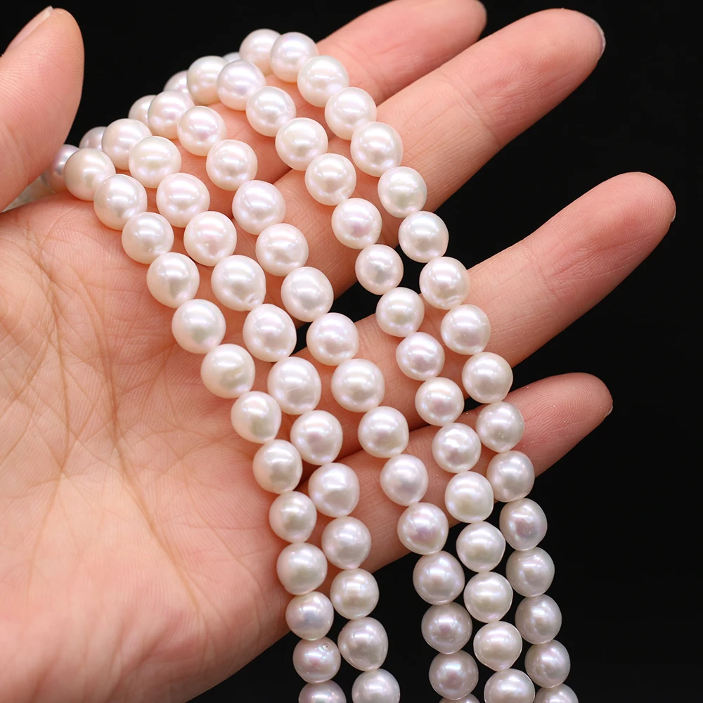 100% Natural Freshwater Pearl High Quality AAA Round Beaded For Jewelry Making DIY Bracelet Necklace Accessories Gift 7-8mm