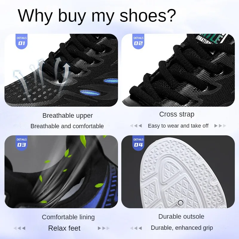 Men Shoes Breathable Classic Running Sneakers for Man Outdoor Light Comfortable Mesh Shoes Slip on Walking ShoesTenis