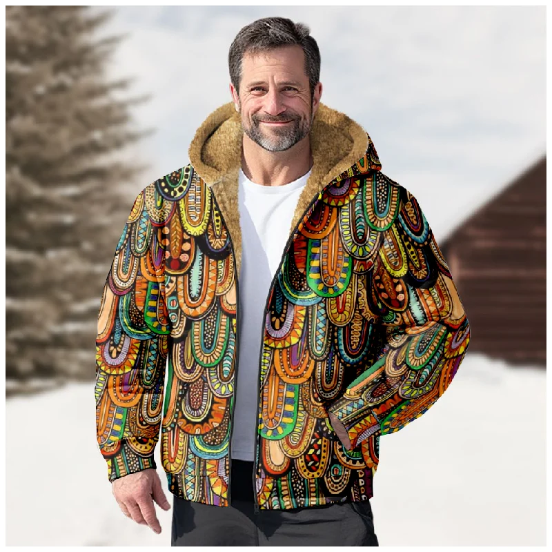 

New Totem Italian Cotton Coat Hooded Sweater Casual Print Long Sleeve Zipper Sweater Thick Cotton Coat Autumn and Winter a41