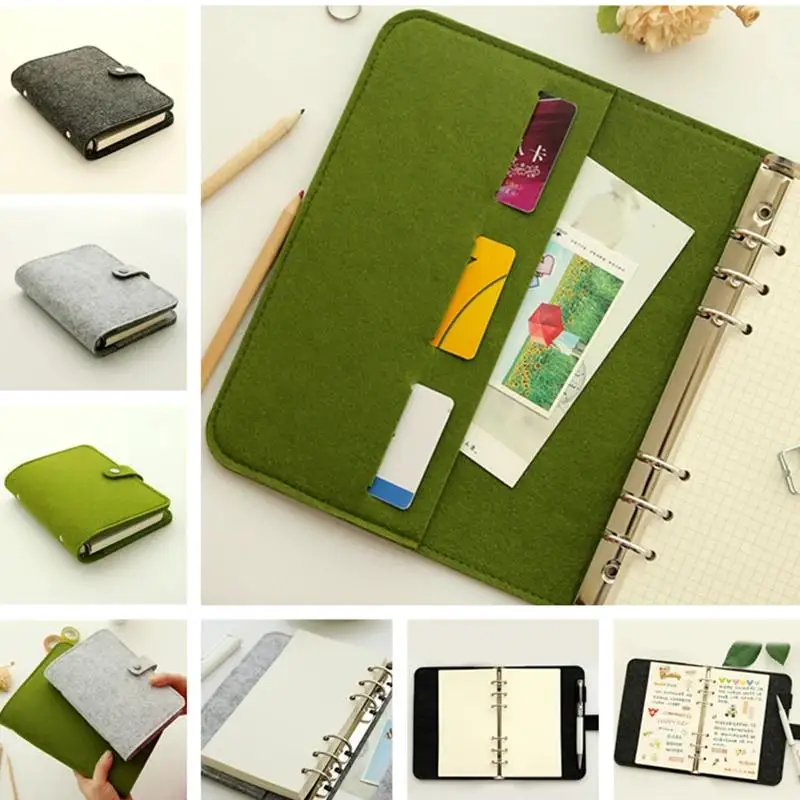 Popular A5 A6 Felt Shell Fabric Notebook Paper Planner Inner Page Ring Binder Stationery Gift Traveler Journal Loose Leaf New 2