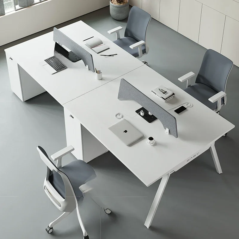 Staff office desk and chair combination 6 people 4 simple modern office row, workstation table Company staff computer desk