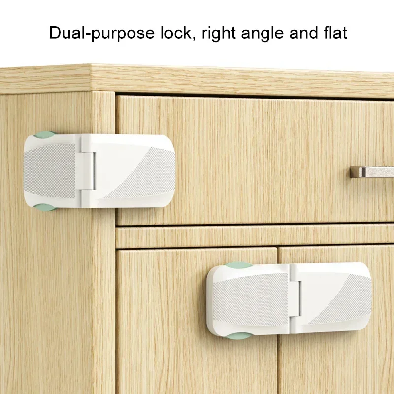Multi-Function Plastic Buckle Cabinet Door Locks Kids Protector White Drawer Lock Baby Safety Protection Double Use Right Angle