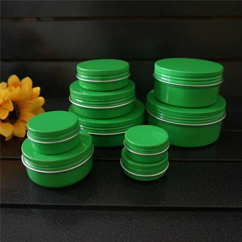 10/15/20/30/50/60/80/100/150g green empty round aluminum box metal tin cans cosmetic cream DIY refillable jar tea Aluminum Pot - Image 5