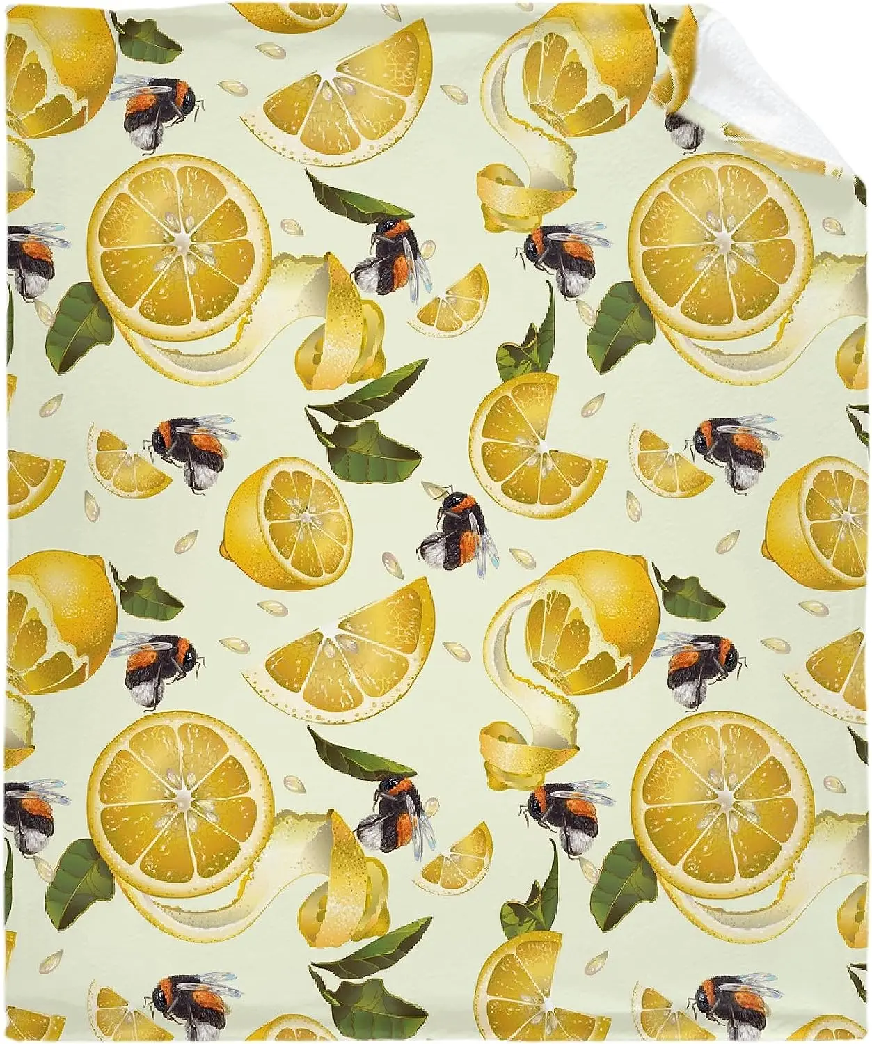 

SaltaStore Yellow Bee and Lemon Blanket Lightweight Flannel Fleece Cute Throw Blanket Gifts Blanket All Season for Bed CouchSofa