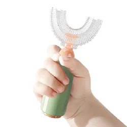 Brosse à dents en forme de U pour enfants, avec poignée, en Silicone, pour les soins buccaux des tout petits de 1 à 12 ans 