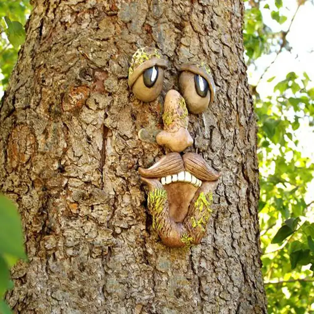 Új Világító Fa Arc Arcfajta Gyanta Dísz Kerti Dekoráció Figurák Tündérek Pixies Udvari - Image 4