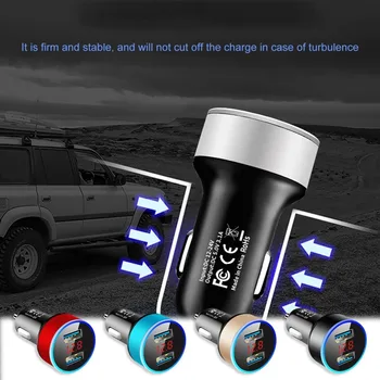 Caricabatteria da auto per accendisigari Smart Phone Adattatore USB Caricatore per telefono cellulare Dual USB Display digitale Voltmetro Ricarica rapida