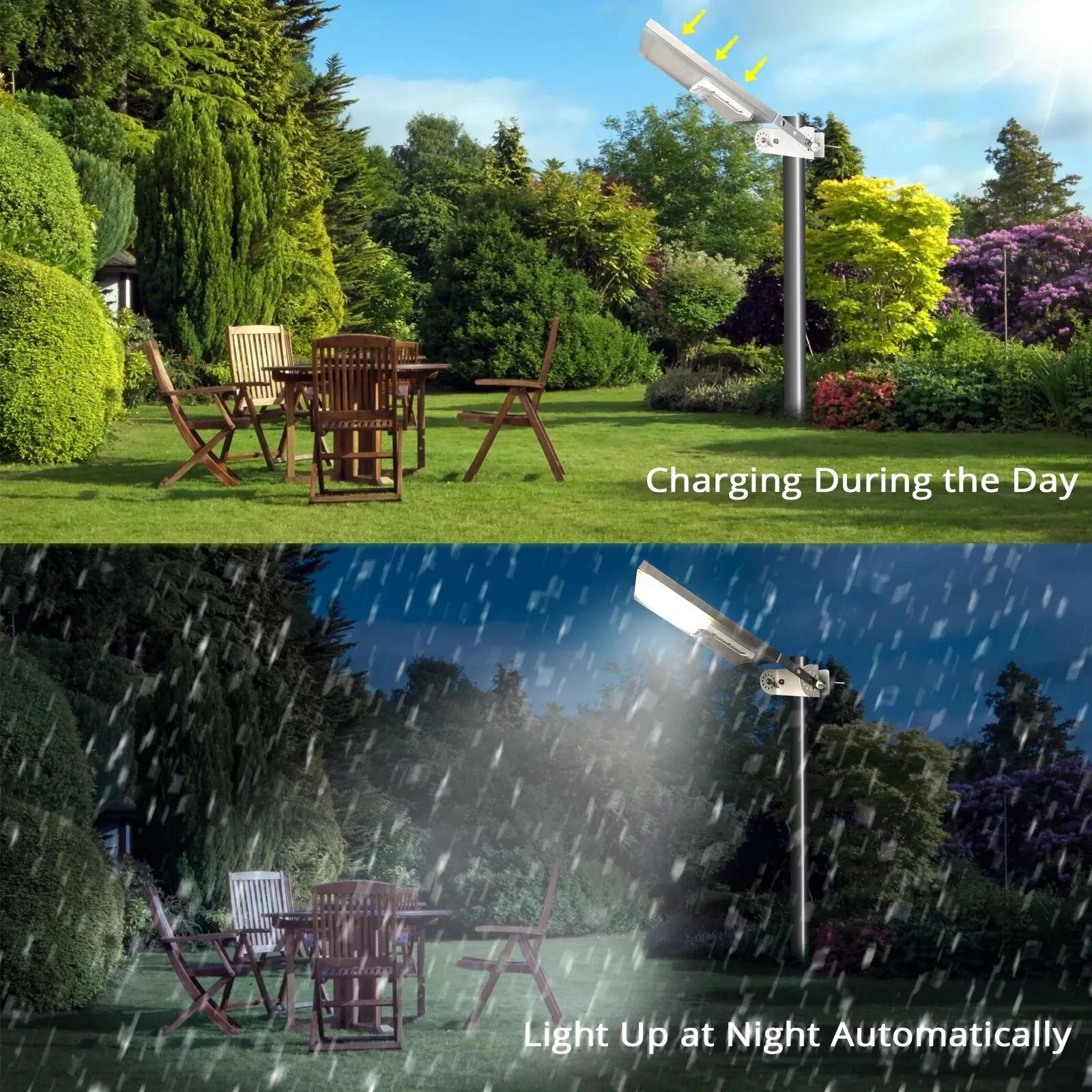 Solar Street Light 30LED All in One Metal Motion Sensor Waterproof 3 Working Modes Auto Dusk to Dawn led street lamp