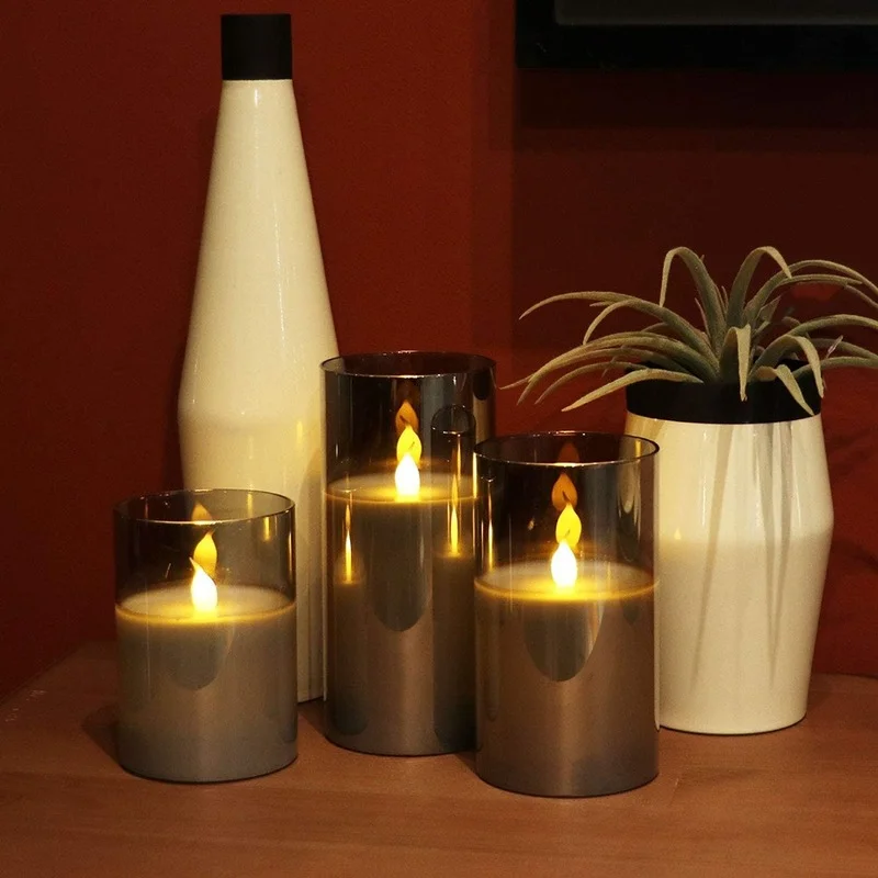 Eldnacele Candele tremolanti senza fiamma a forma di Babbo