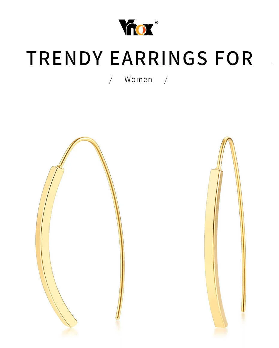 Vnox Einfache Linie Ohrringe für Frauen Minimalistischen Edelstahl Dame Ohrringe – Detail 1
