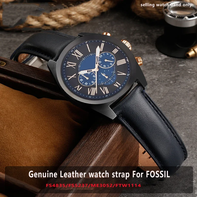 20mm22mm Genuine Leatherwatch strap for FOSSIL FS4835/FS5237/ME3052/FTW1114 Cowhide watch band replace waterproof br