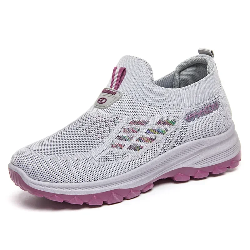 Spring New Women's Flat Shoes Breathable High Heels Casual Shoes Lazy Soft Bottom Hiking Mom's Women's Shoes 2
