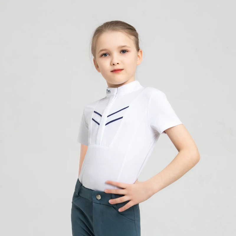 Cavpassion-Equestrian T-shirt for Children, White Knight, Short Sleeve, Absorbent and Breathable, Summer, 8102069