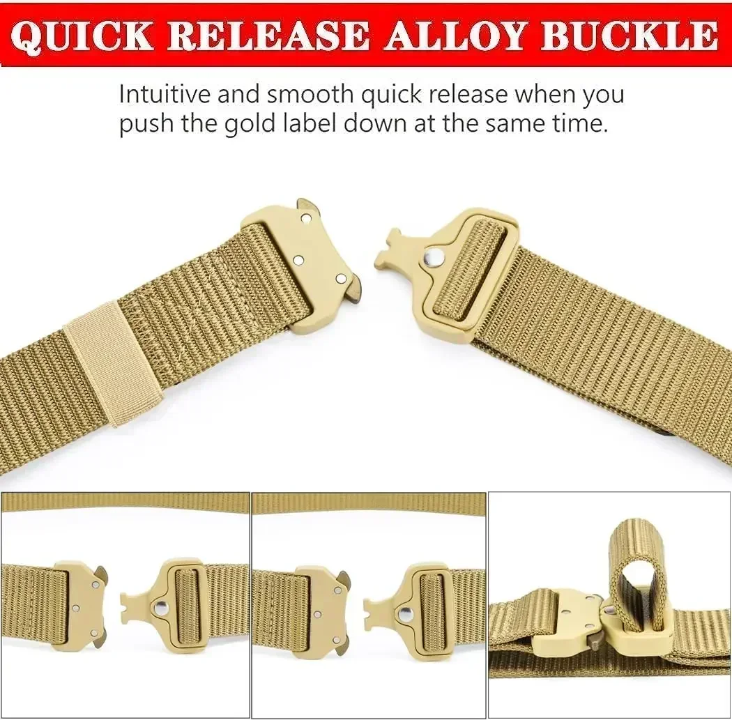 Unisex Military-Style Tactical Belt with Quick Release Metal Buckle