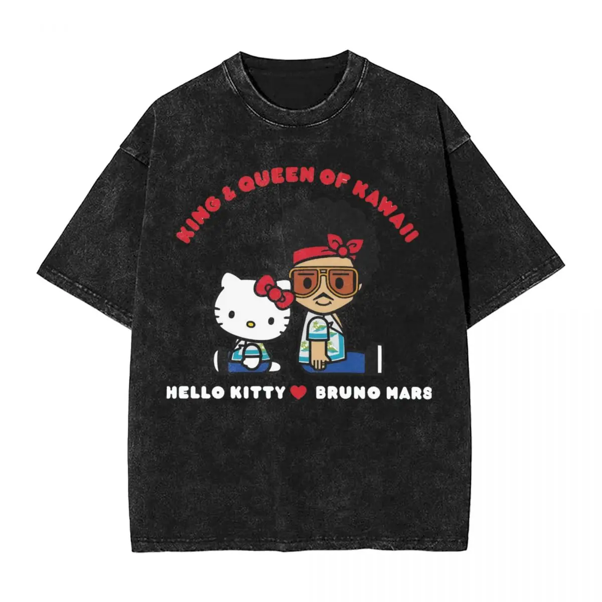 Bruno Mars And HELLO KITTY T-Shirt Summer Streetwear T