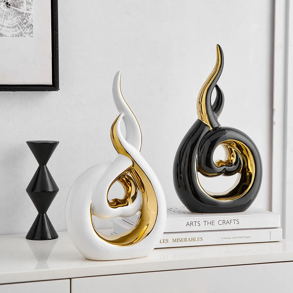 

Sculptures & Figurines Ceramic Office Decoration Light Luxury Living Room Ornament Home Decor Interior Desktop Accessories Gift