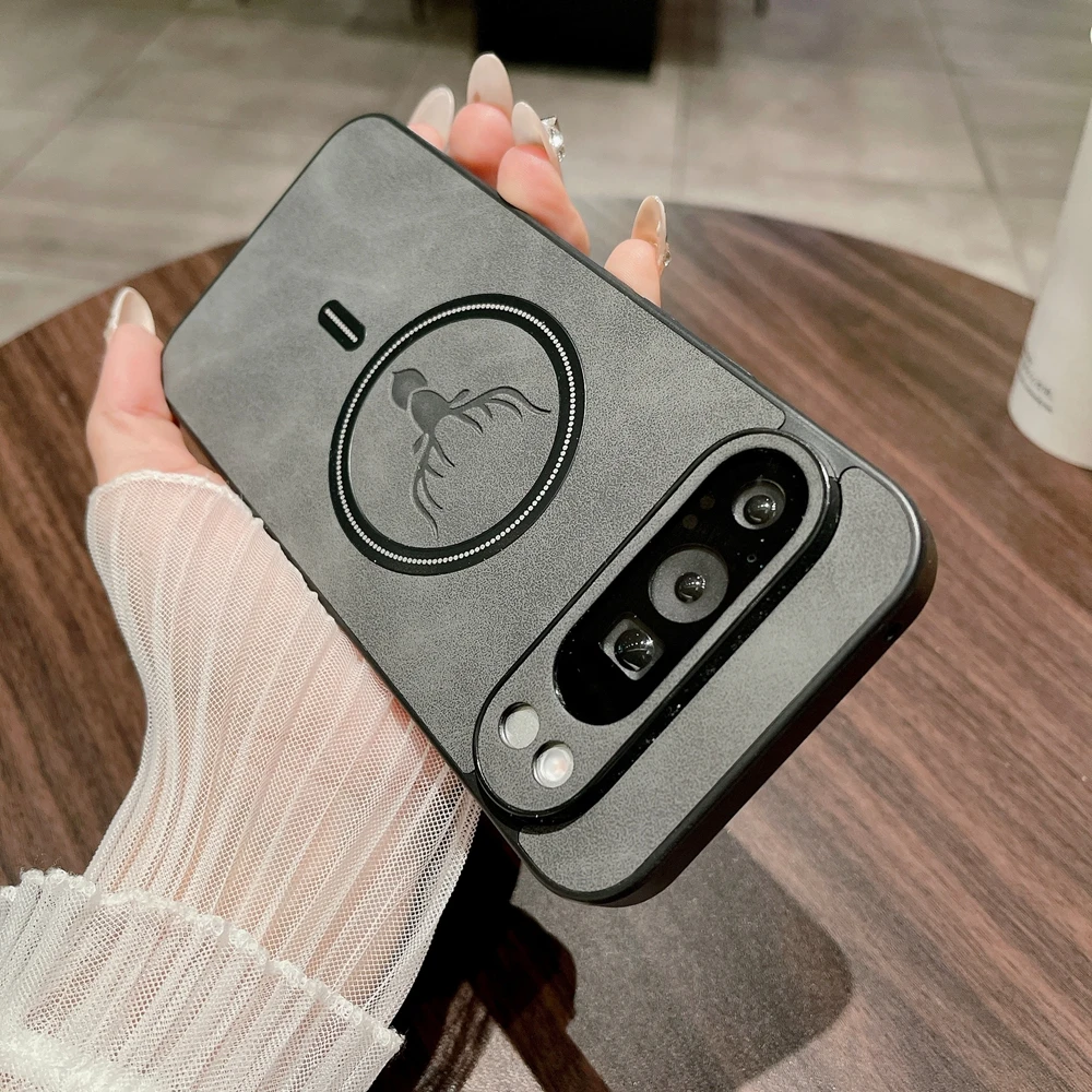 Cartoon Deer Leather Case with Wristband and Wireless Charger Cover