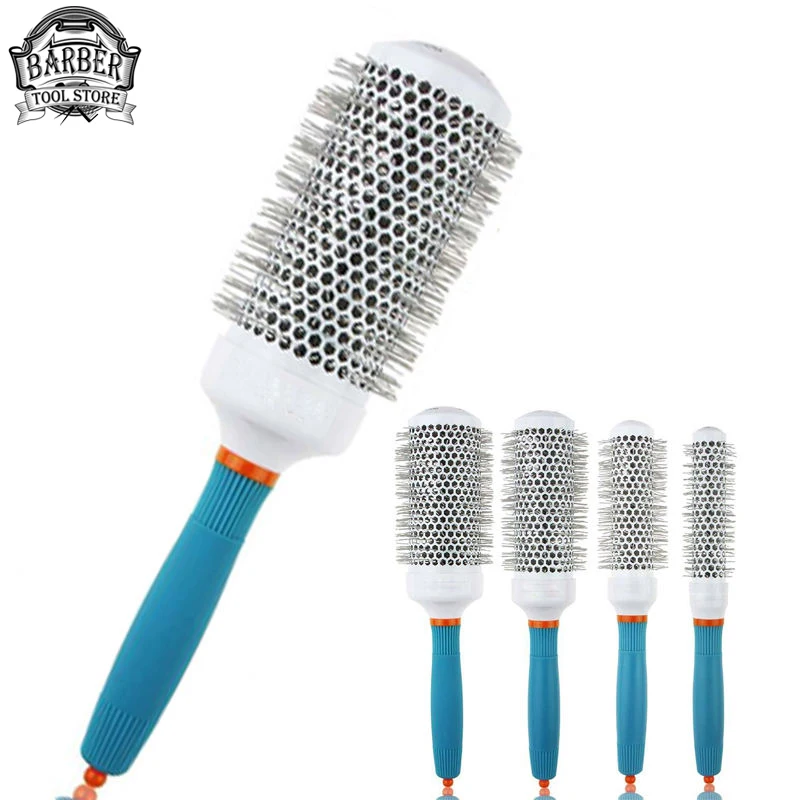 Professional Curling Rolling Brush Round Head Heat Insulation Comb Hair Straightener Ceramic Round Brush Curling Styling Tool