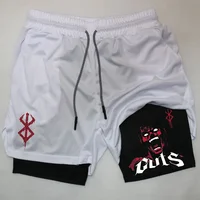 Anime Berserk Performance Shorts Men 2 In 1 Running Quick-Drying GYM Short Pants Workout Sportswear Yoga Basketball Shorts 2