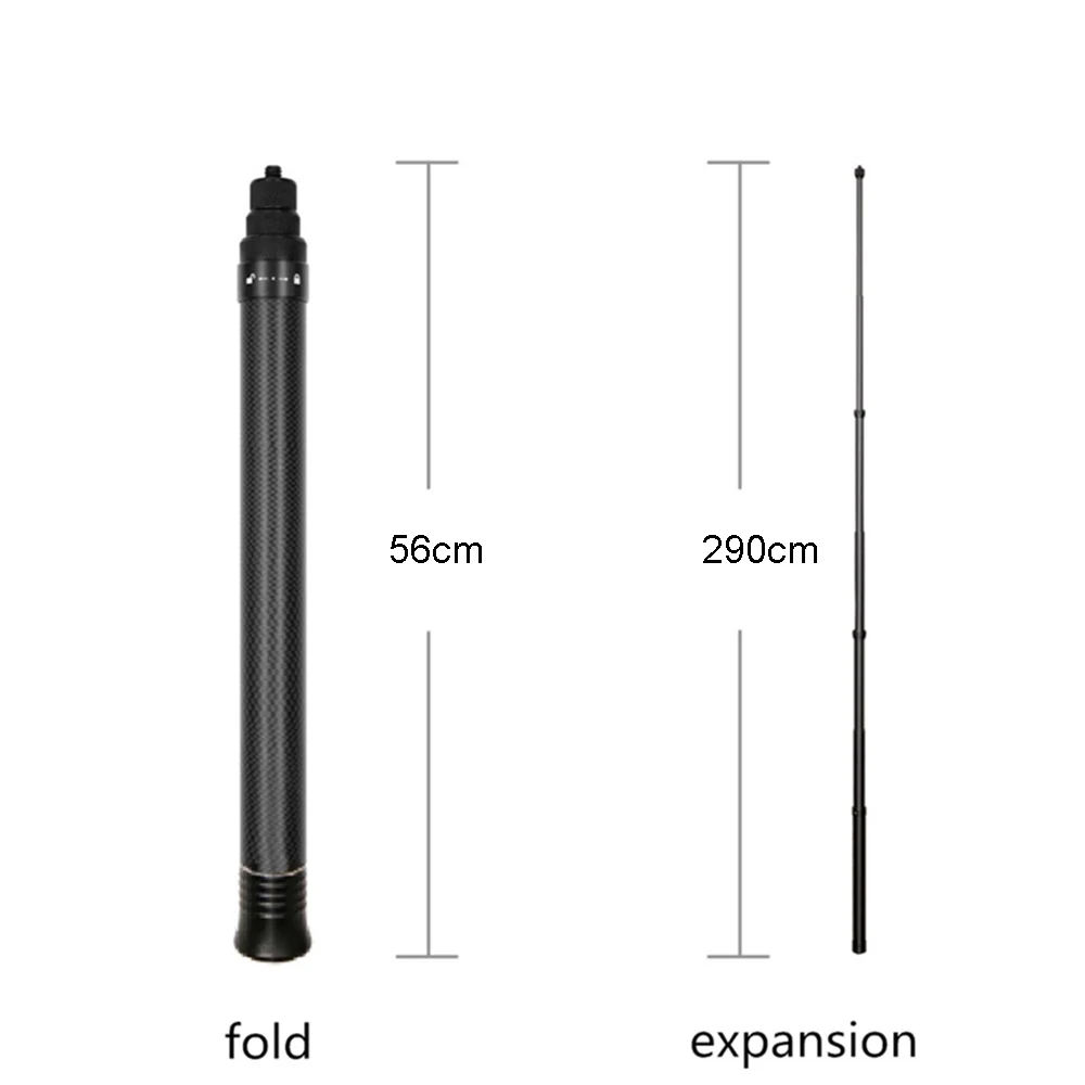 Selfie Stick Tripod Selfie Stick Sports Camera Selfie Stick 2.9M Carbon Fiber Selfie Stick for Insta360 X 4 /X3/DJI Action 4/Go Pro Sports Camera Tripod Accessories