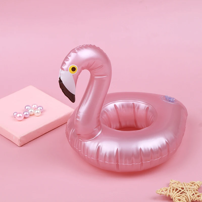 Mini Inflatable Cup Holder Flamingo Drink Holder Swimming Pool Float Bathing Pool Toy Party Decoration Bar Coasters