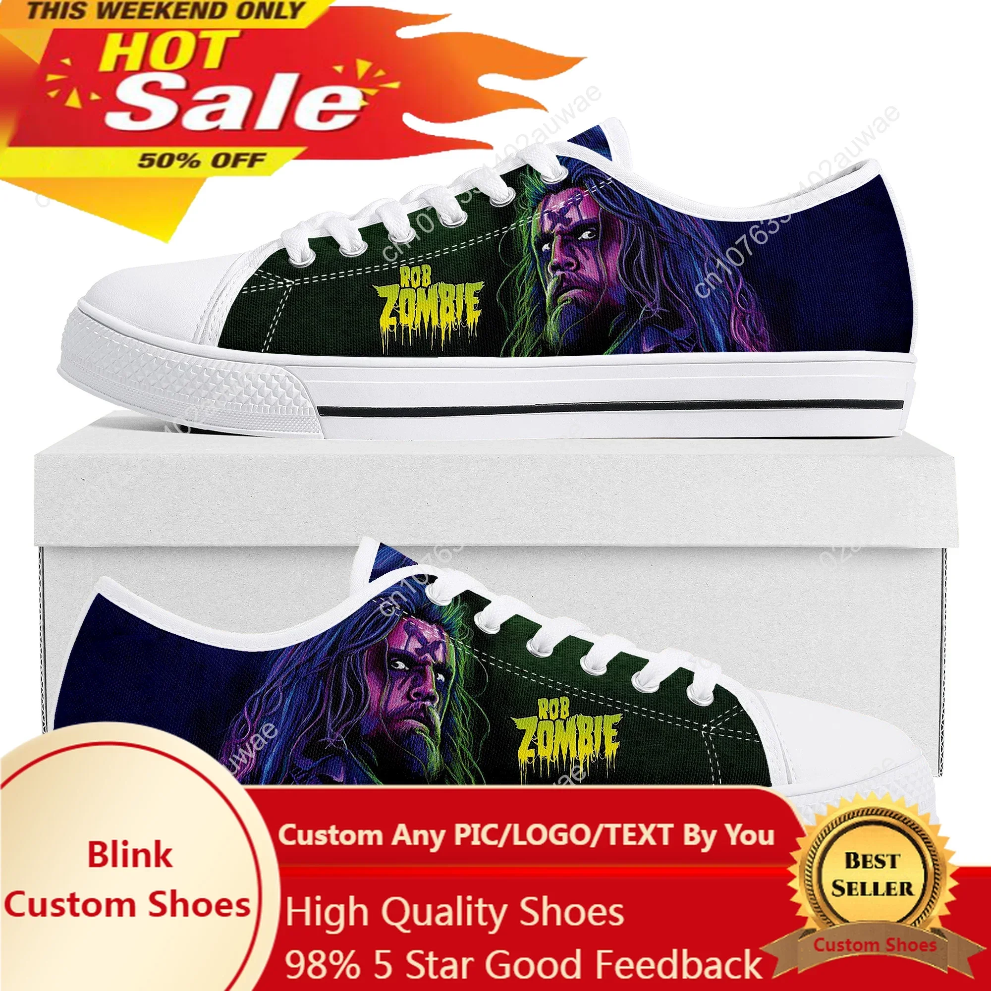 

Rob Zombie Rock Singer Low Top High Quality Sneakers Mens Women Teenager Children Canvas Sneaker Casual Couple Shoes Custom Shoe