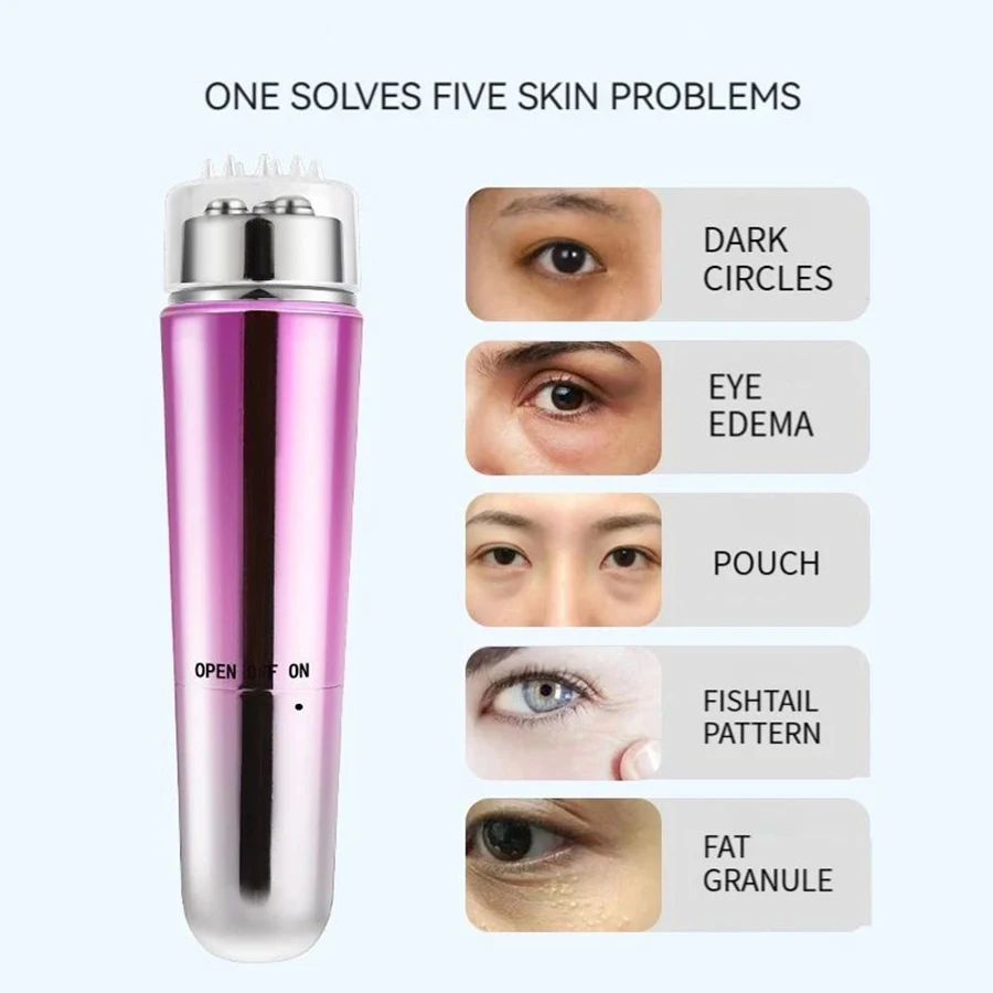 Eye Massager 1PC 4 in 1 Vibrating Massager Stick Remove Dark Eye Circles Remove Eye Bags Mini Massage Pen Lifting Firming Beauty Instrument