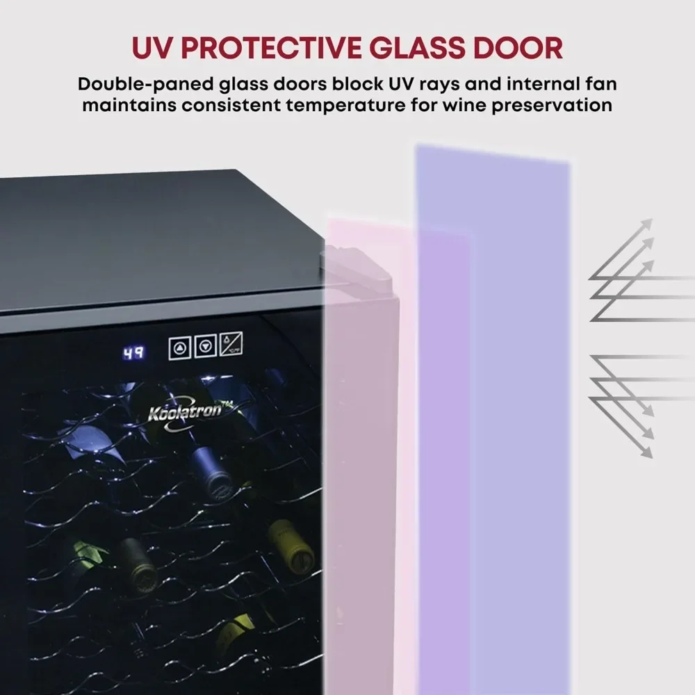 NEW-Wine Fridge - Wine Cooler, 20 Bottle Wine Cabinet for Champagne, Red & White Wine, Freestanding Cellar For Bar, Home, Kitche