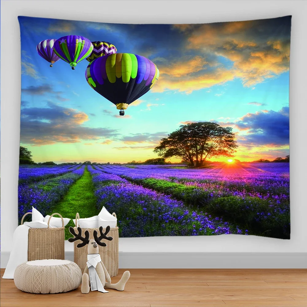 3D Printed Purple Lavender Flower Tapestry Rural Garden Scenery Wall Hanging Art Asthetic Room Decor Kawaii Room Accessories