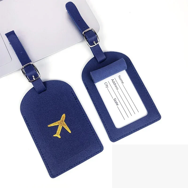 PU Leather Luggage Tag 1PC Suitcase Identifier Label Baggage Boarding Bag Tag Name ID Address Holder Travel Accessories