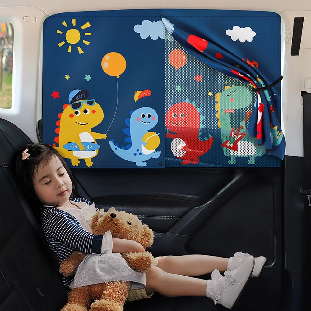 Car Sunshade Curtain Auto Protect Sun Visor Animal Pattern Blinds Cover for Baby Magnetic Side Window Sun Shade Protection