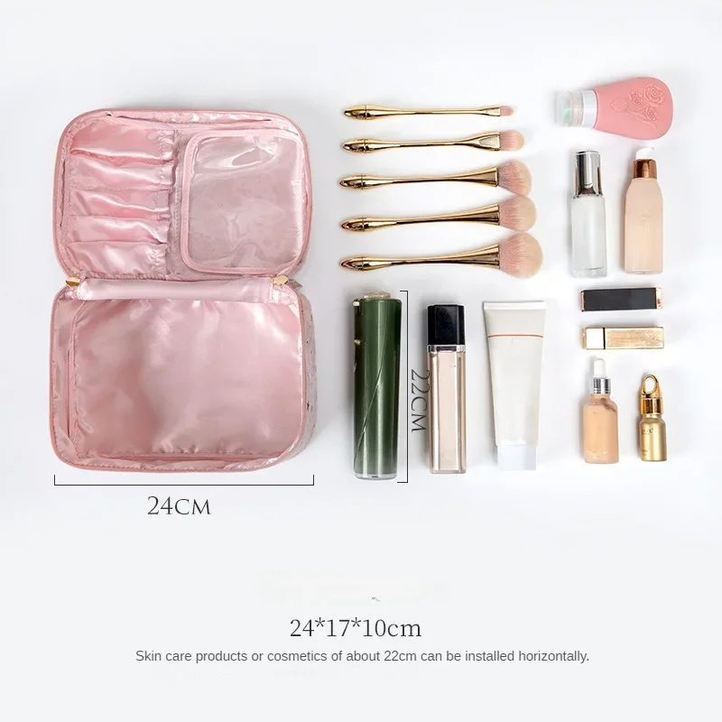 Portable Travel Small Cosmetic Bag Flannel Cosmetic Storage Bag Hand Flannel Women's Large Capacity Starry Sky Cosmetic Bag