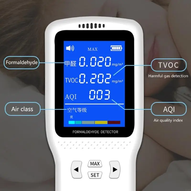 F26C Air Quality Monitor Upgraded Tester for Formaldehyde TVOC AQI Multifunctional Air Gas Detector