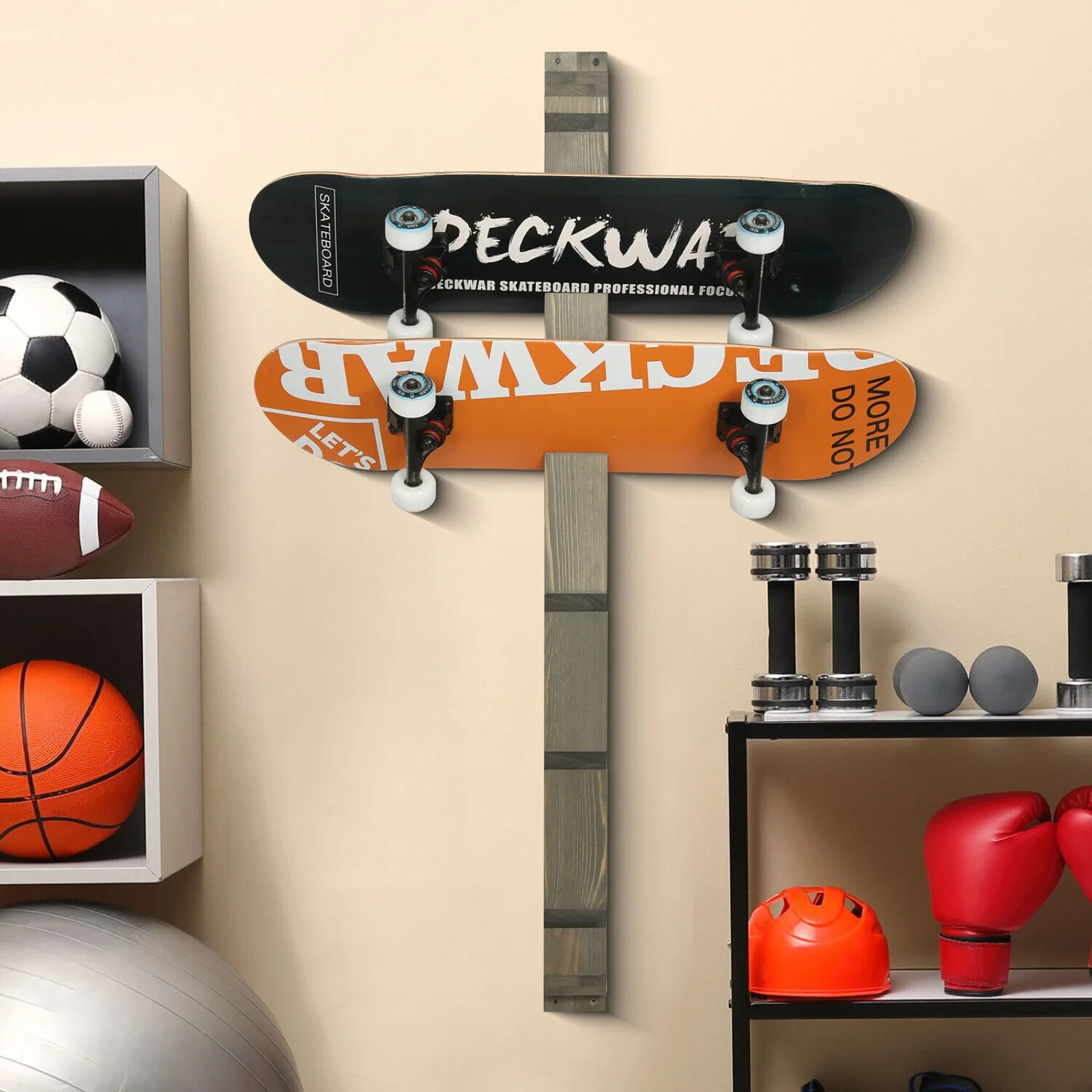 US Wall Mounted Skateboard Storage Rack, Longboard Display Organizer Holds 6 Boards
