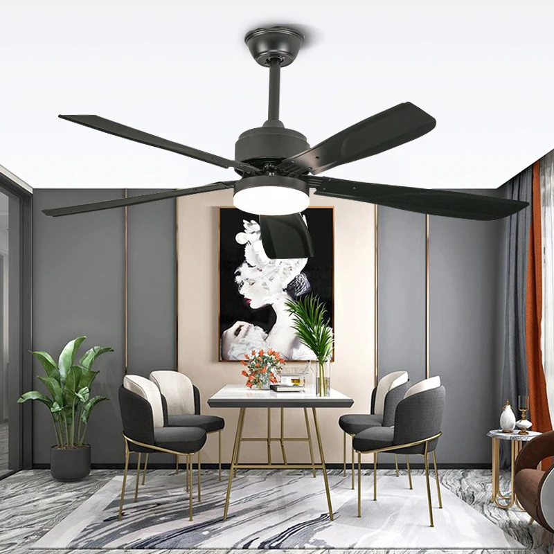 European Style Variable Frequency Fan Light Five Leaf Household Living Room Bedroom Study Large Wind Fan Pendant Light